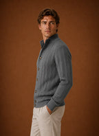 Men's Black Knit Button-Front Cardigan with Relaxed Fit 6