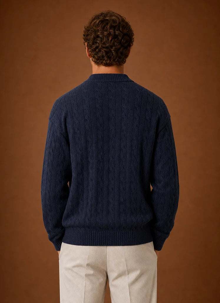 Men's Cable Knit Button-Front Cardigan Sweater for Everyday Wear 2