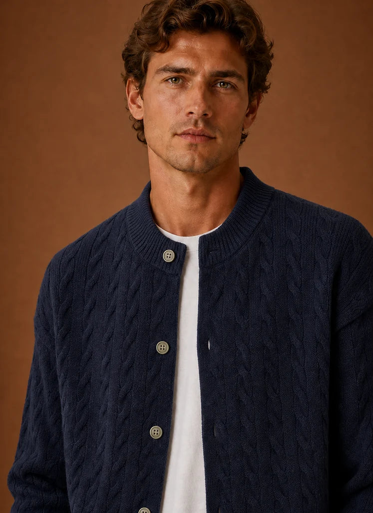 Men's Cable Knit Button-Front Cardigan Sweater for Everyday Wear 3