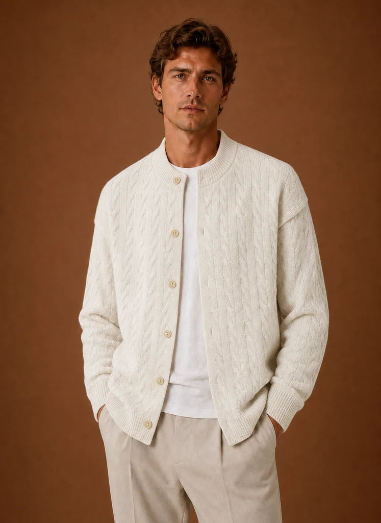 Men's Cable Knit Button-Front Cardigan Sweater for Everyday Wear 4