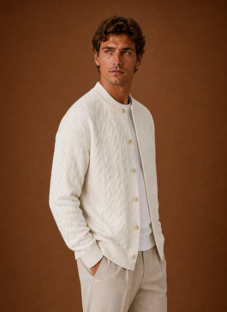 Men's Cable Knit Button-Front Cardigan Sweater for Everyday Wear 5