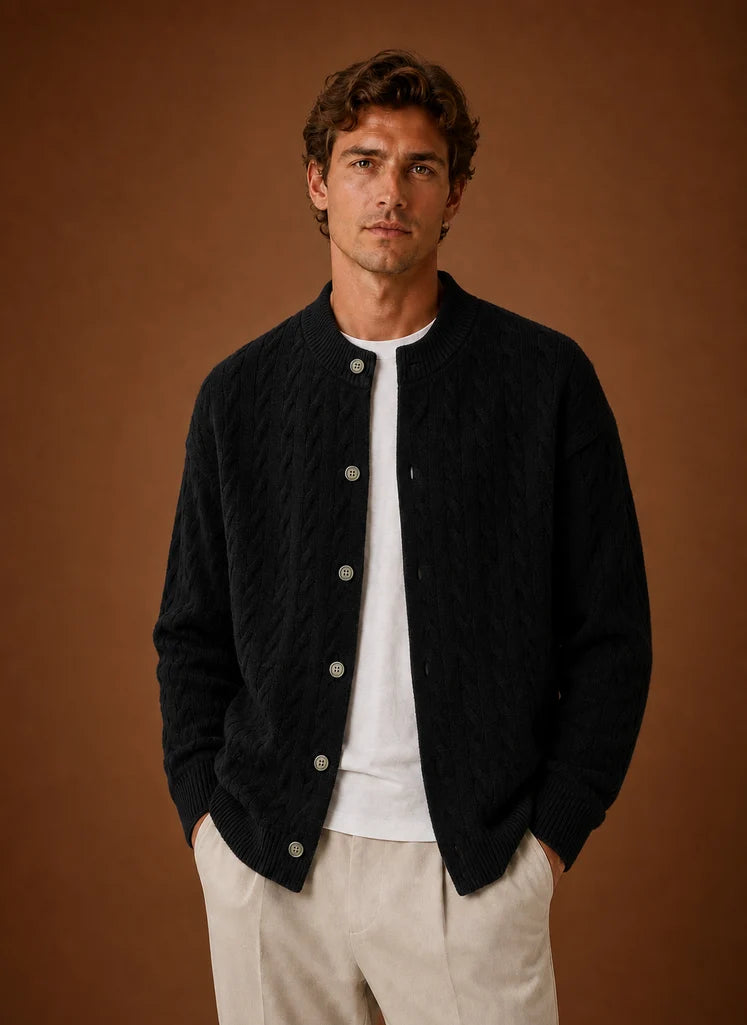 Men's Cable Knit Button-Front Cardigan Sweater for Everyday Wear 8