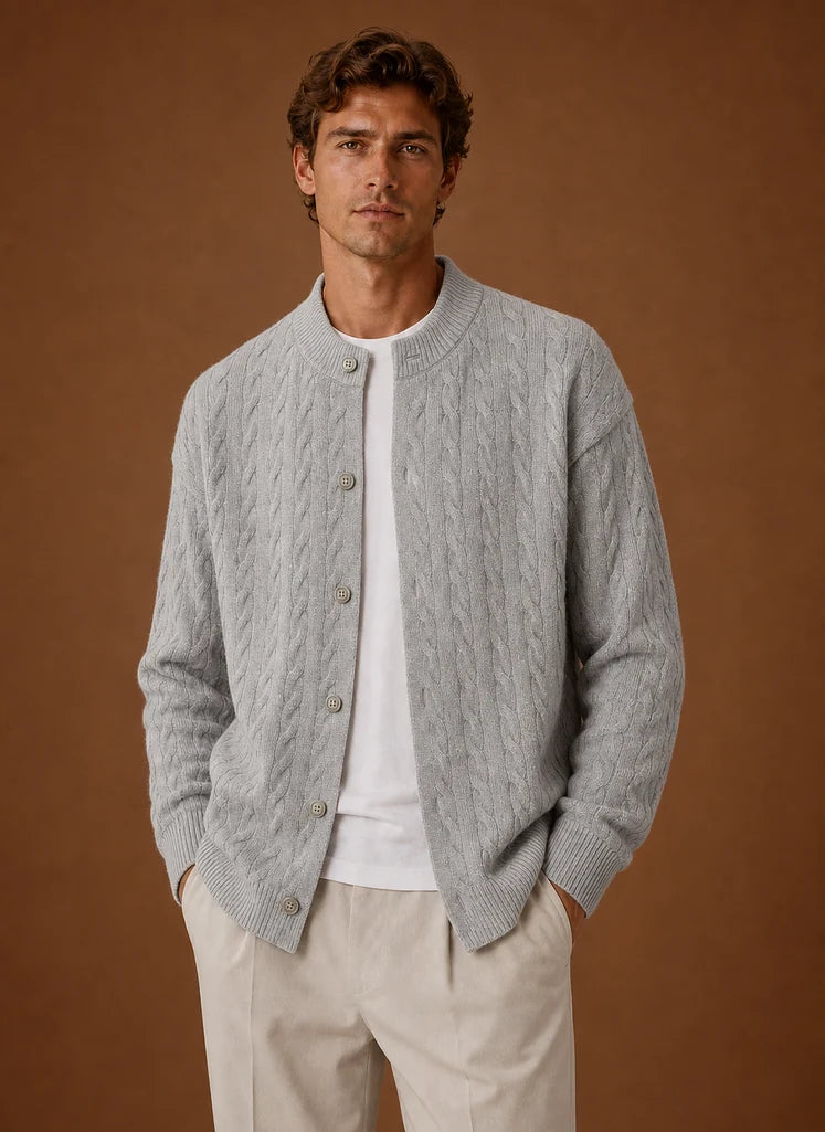 Men's Cable Knit Button-Front Cardigan Sweater for Everyday Wear 9