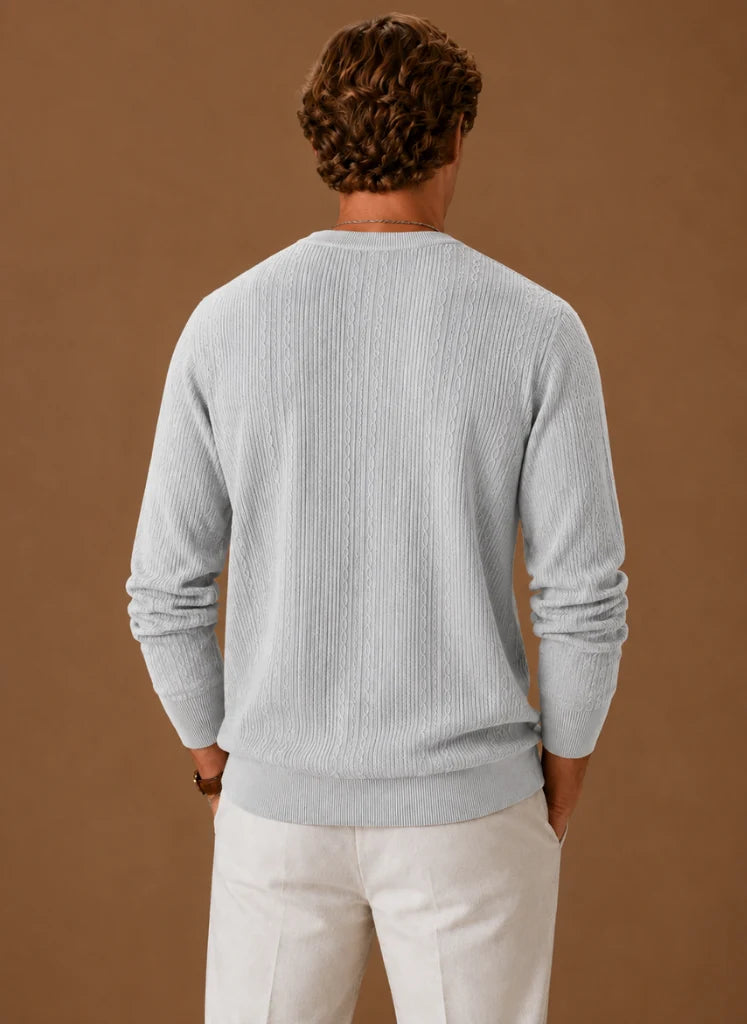 Men's Cable Knit Crew Neck Sweater for Casual Layering 1