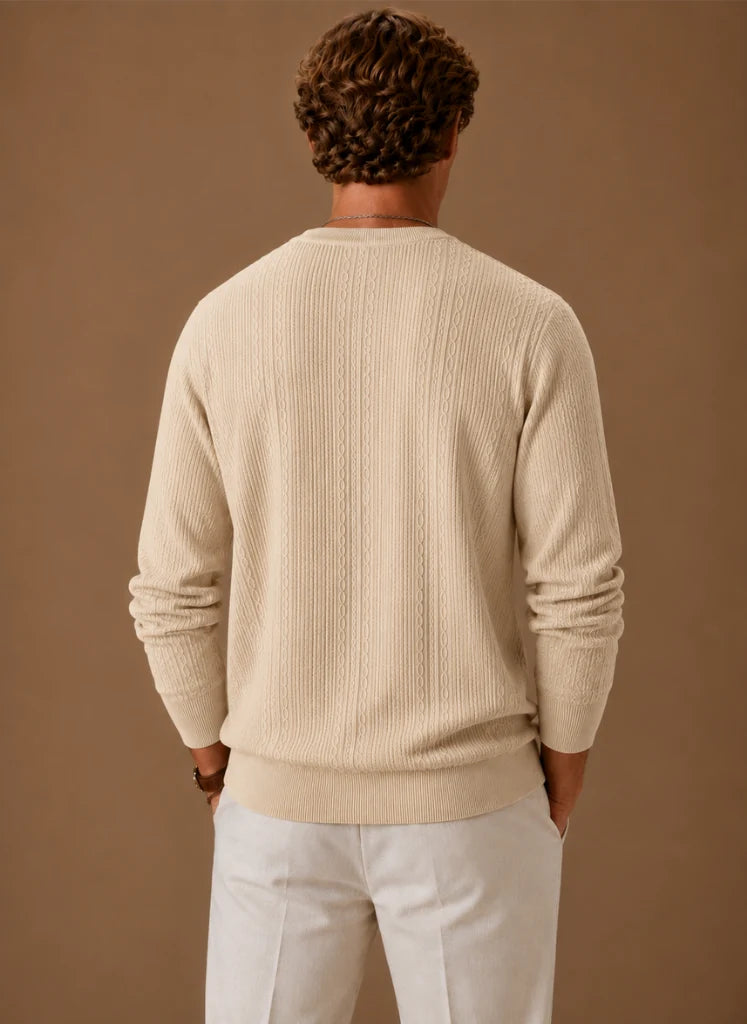 Men's Cable Knit Crew Neck Sweater for Casual Layering 3