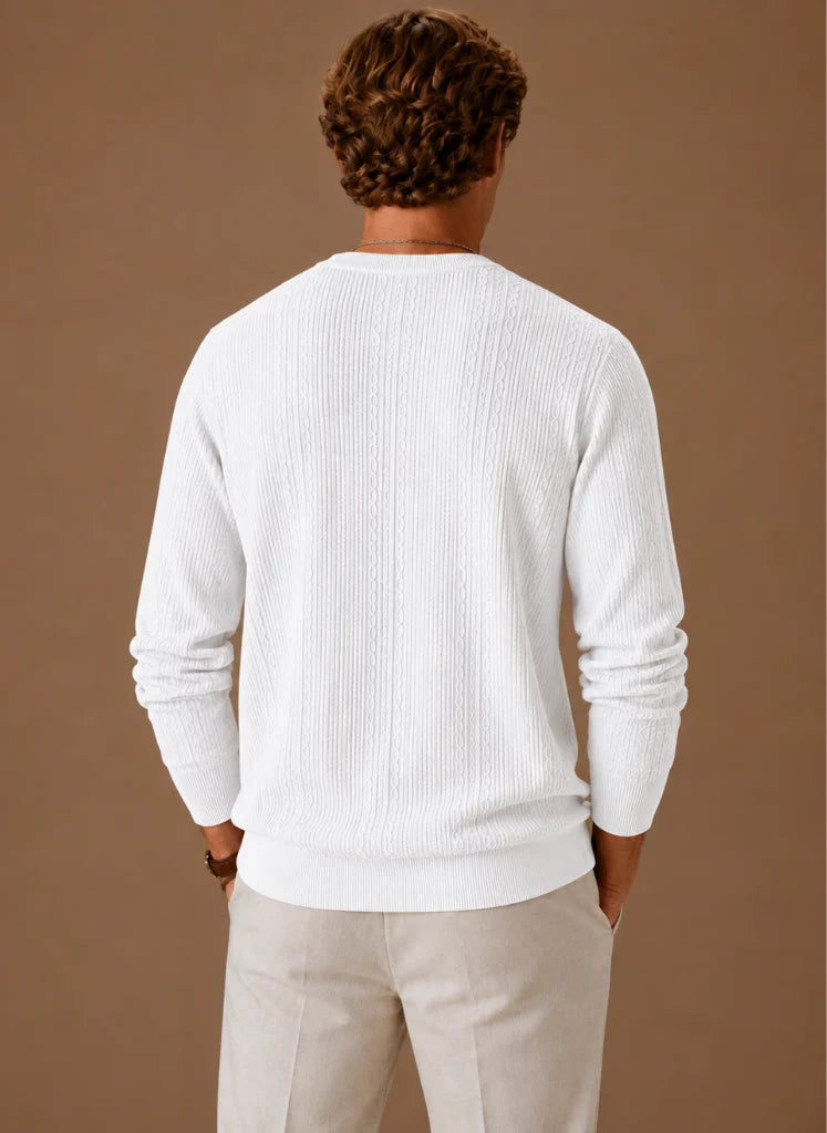 Men's Cable Knit Crew Neck Sweater for Casual Layering 5