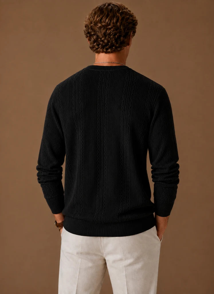 Men's Cable Knit Crew Neck Sweater for Casual Layering 7