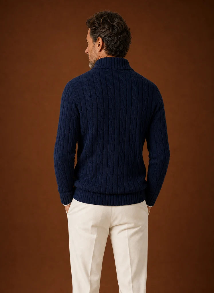 Men's Cable Knit Quarter-Zip Sweater for Casual and Smart-Casual Wear 2