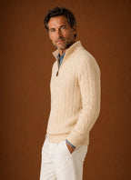Men's Cable Knit Quarter-Zip Sweater for Casual and Smart-Casual Wear 5