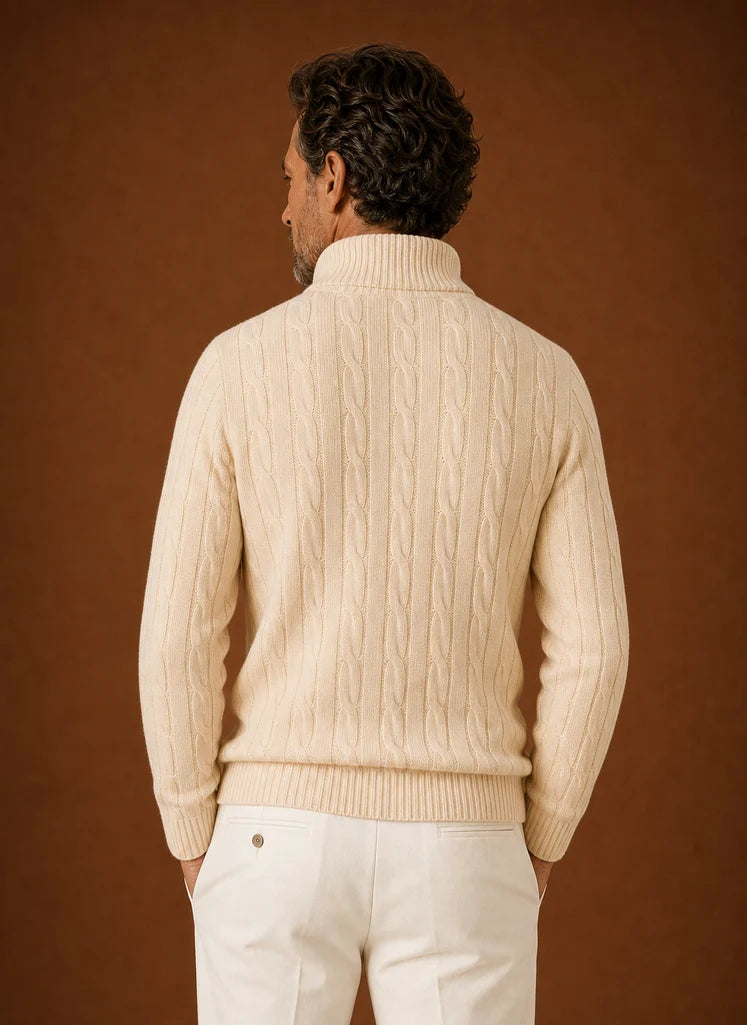Men's Cable Knit Quarter-Zip Sweater for Casual and Smart-Casual Wear 6