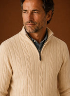 Men's Cable Knit Quarter-Zip Sweater for Casual and Smart-Casual Wear 7