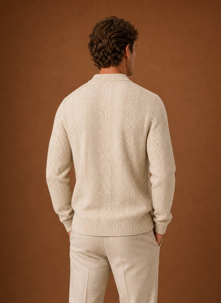 Men's Cable Knit V-Neck Button Cardigan Sweater 6