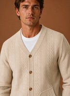 Men's Cable Knit V-Neck Button Cardigan Sweater 7