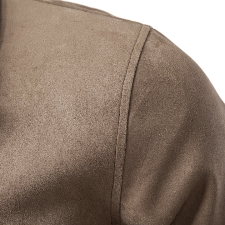 Men's casual zip-up jacket featuring a stylish contrast collar and a soft suede-style finish, perfect for everyday wear. 4