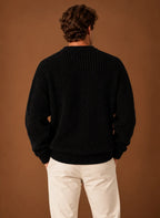 Men's Chunky Knit Crewneck Sweater in Relaxed Fit for Fall & Winter 2