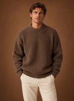 Men's Chunky Knit Crewneck Sweater in Relaxed Fit for Fall & Winter 4