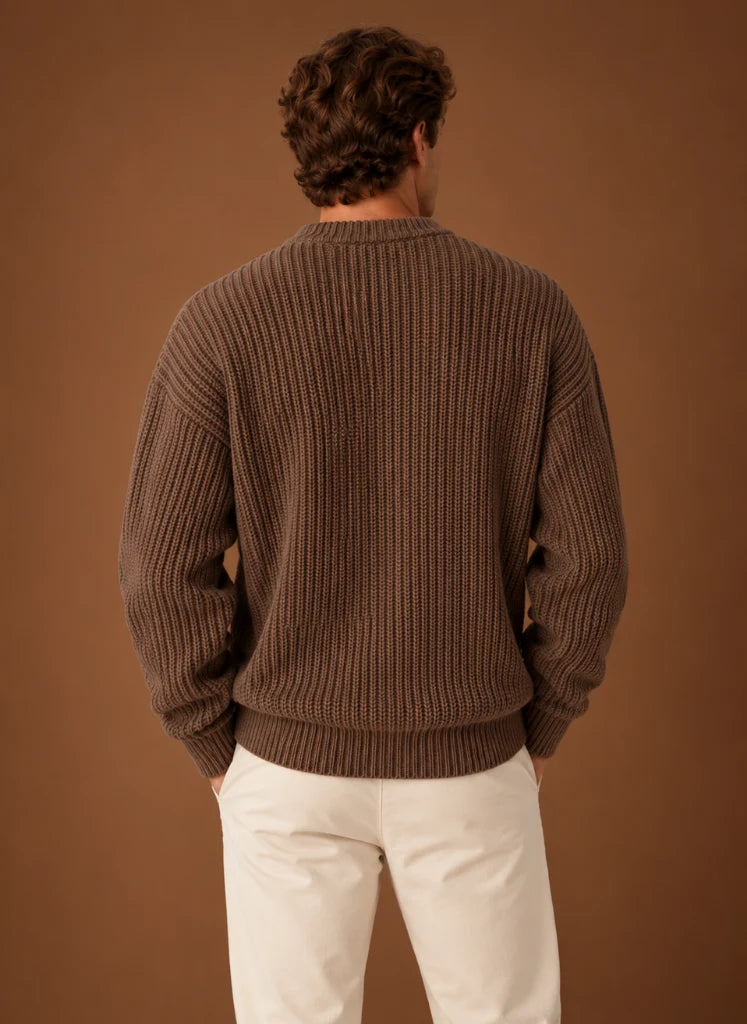 Men's Chunky Knit Crewneck Sweater in Relaxed Fit for Fall & Winter 5