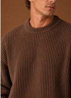 Men's Chunky Knit Crewneck Sweater in Relaxed Fit for Fall & Winter 7
