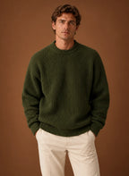 Men's Chunky Knit Crewneck Sweater in Relaxed Fit for Fall & Winter 8
