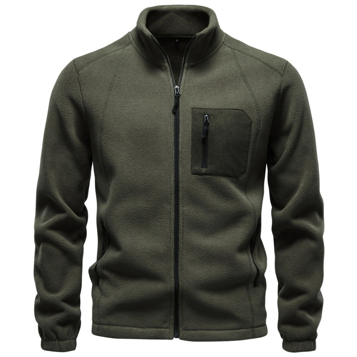 Men's fleece jacket featuring a stand collar and full-zip design, ideal for everyday wear and outdoor activities, available in various colors. 0