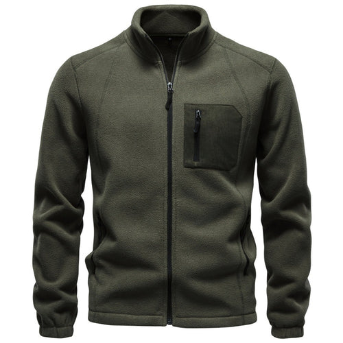 Men's fleece jacket featuring a stand collar and full-zip design, ideal for everyday wear and outdoor activities, available in various colors. 0