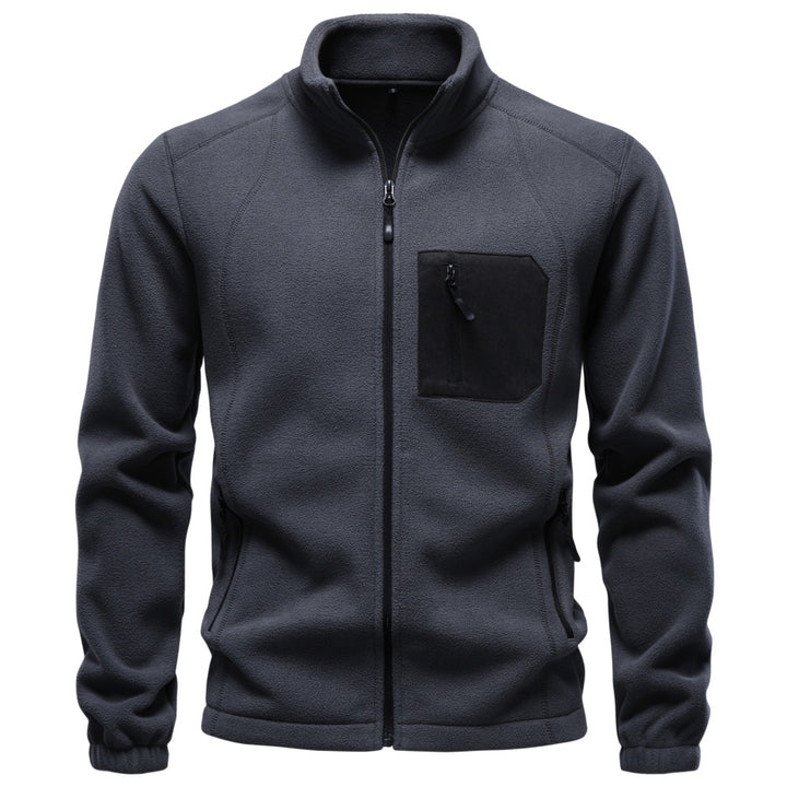 Men's fleece jacket featuring a stand collar and full-zip design, ideal for everyday wear and outdoor activities, available in various colors. 1