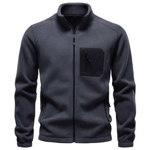 Men's fleece jacket featuring a stand collar and full-zip design, ideal for everyday wear and outdoor activities, available in various colors. 1