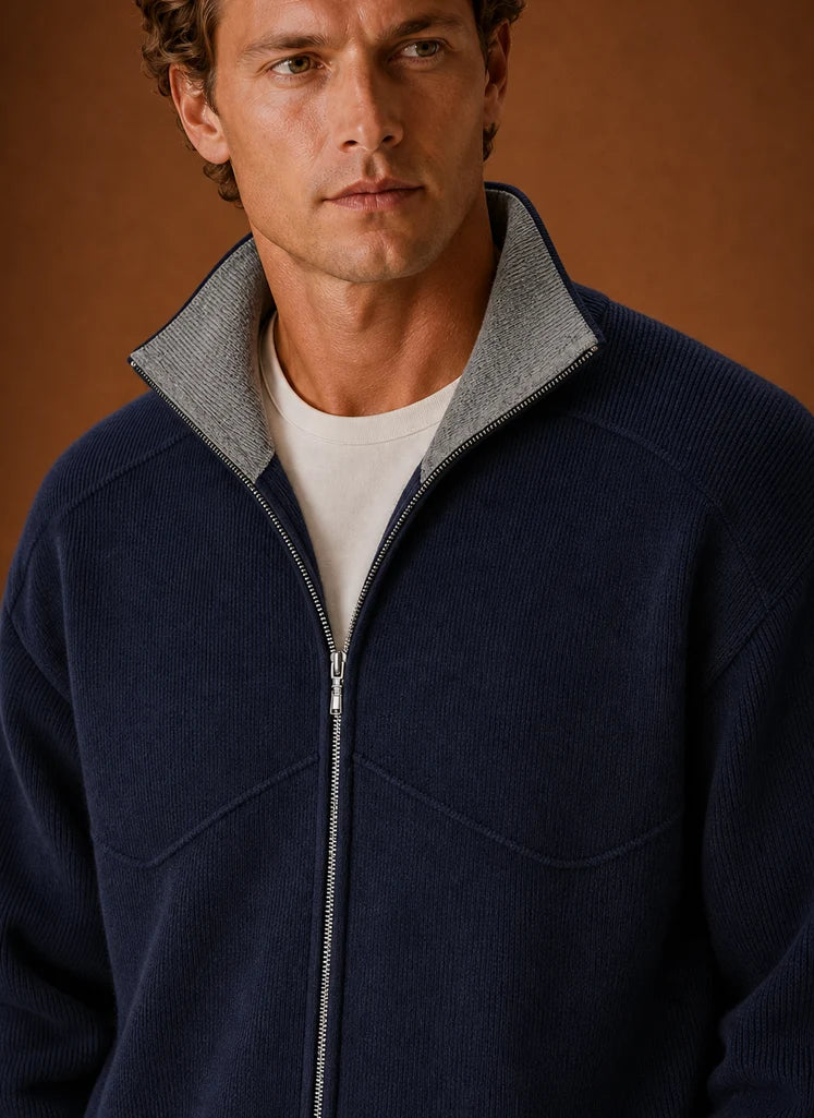 Men's Full-Zip Knit Cardigan Jacket with Long Sleeves 2