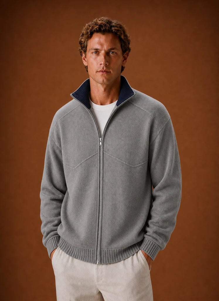 Men's Full-Zip Knit Cardigan Jacket with Long Sleeves 4
