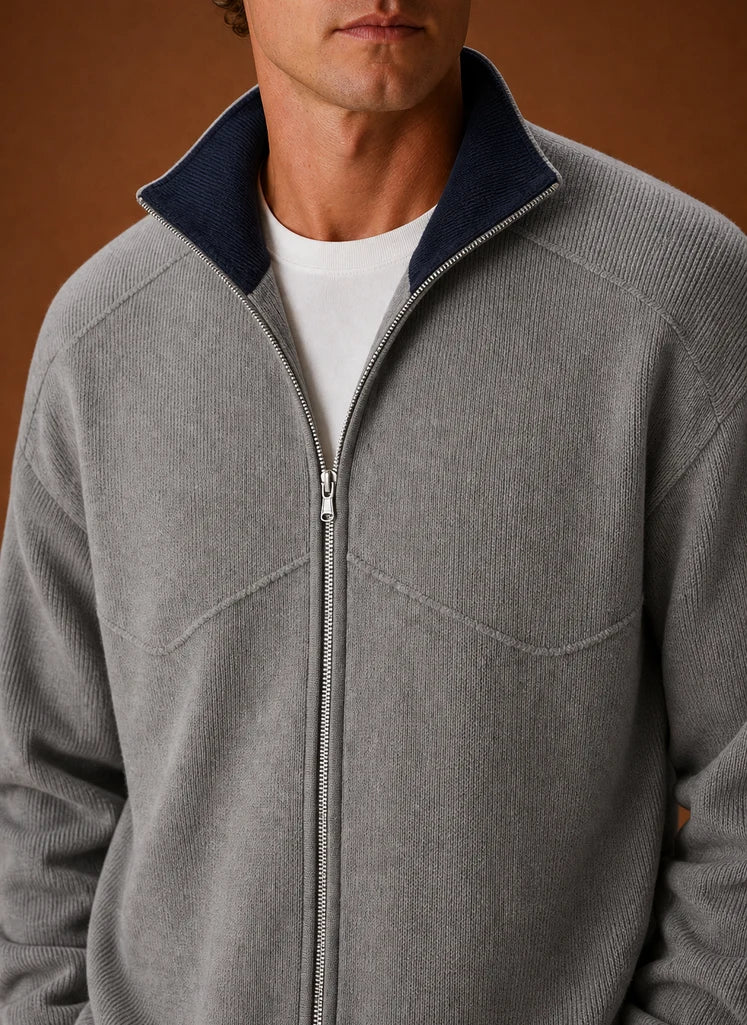 Men's Full-Zip Knit Cardigan Jacket with Long Sleeves 6
