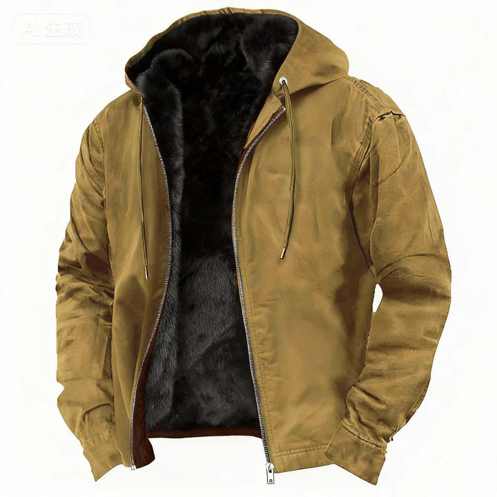 Men's full-zip winter coat featuring a cozy faux fur lining, perfect for cold weather protection and style. 0