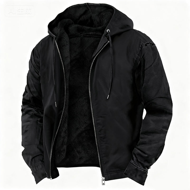 Men's full-zip winter coat featuring a cozy faux fur lining, perfect for cold weather protection and style. 1