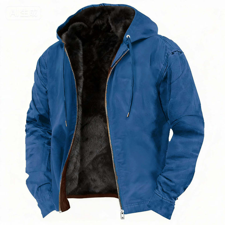 Men's full-zip winter coat featuring a cozy faux fur lining, perfect for cold weather protection and style. 4