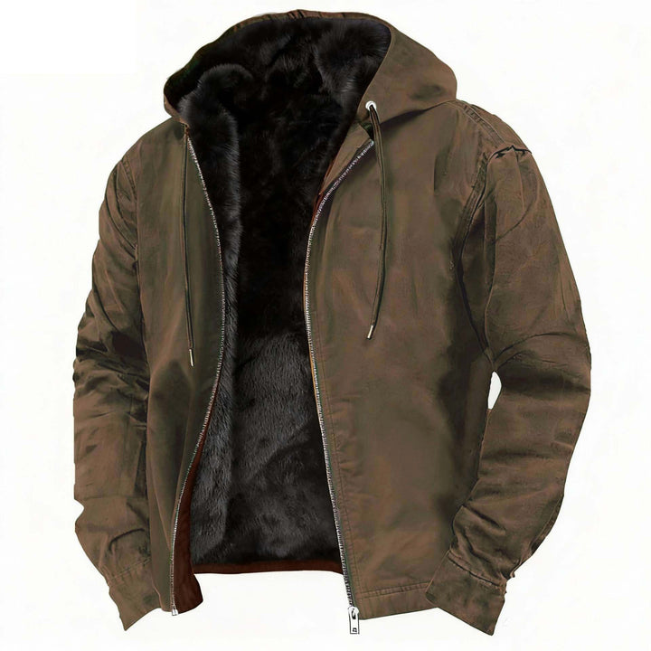 Men's full-zip winter coat featuring a cozy faux fur lining, perfect for cold weather protection and style. 5