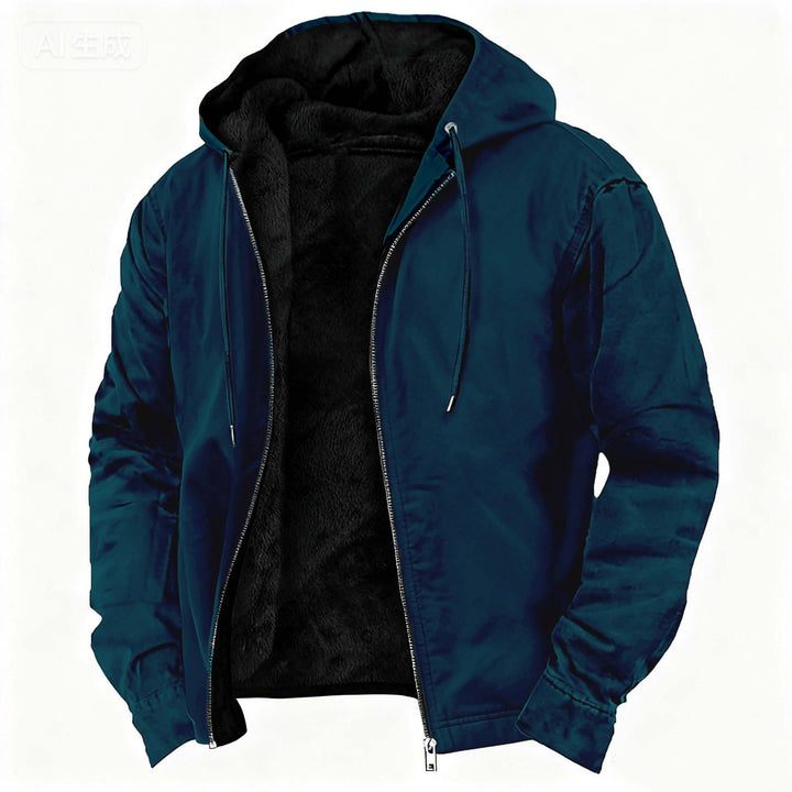 Men's full-zip winter coat featuring a cozy faux fur lining, perfect for cold weather protection and style. 6