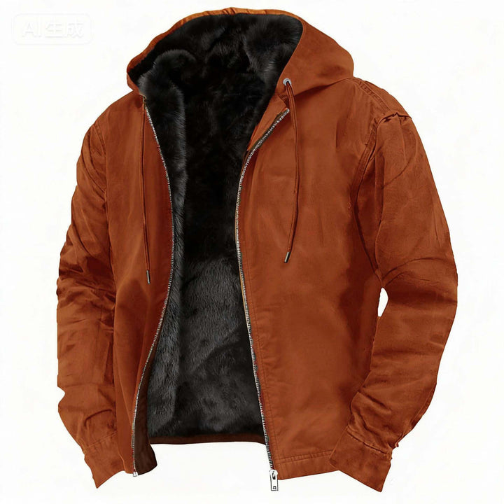 Men's full-zip winter coat featuring a cozy faux fur lining, perfect for cold weather protection and style. 7