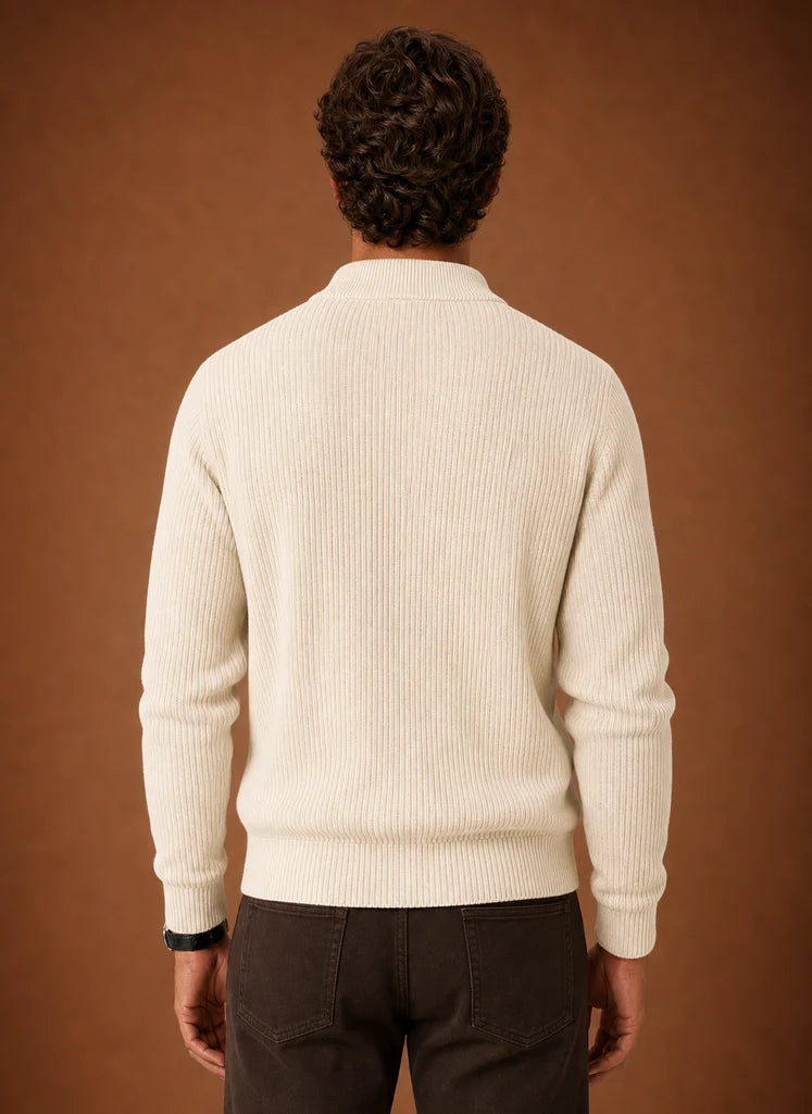 Men's Full Zip Ribbed Knit Cardigan with Regular Fit 3