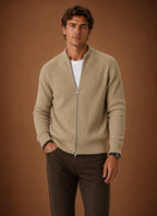 Men's Full Zip Ribbed Knit Cardigan with Regular Fit 5
