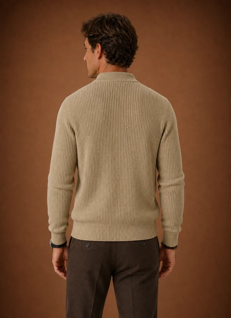 Men's Full Zip Ribbed Knit Cardigan with Regular Fit 7