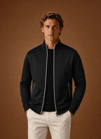 Men's Full Zip Sweater Jacket with Stand Collar and Zip Pockets 0