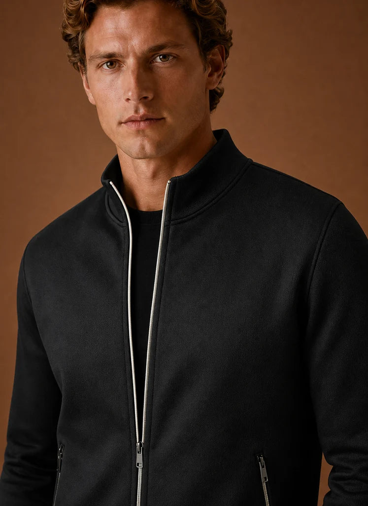 Men's Full Zip Sweater Jacket with Stand Collar and Zip Pockets 2