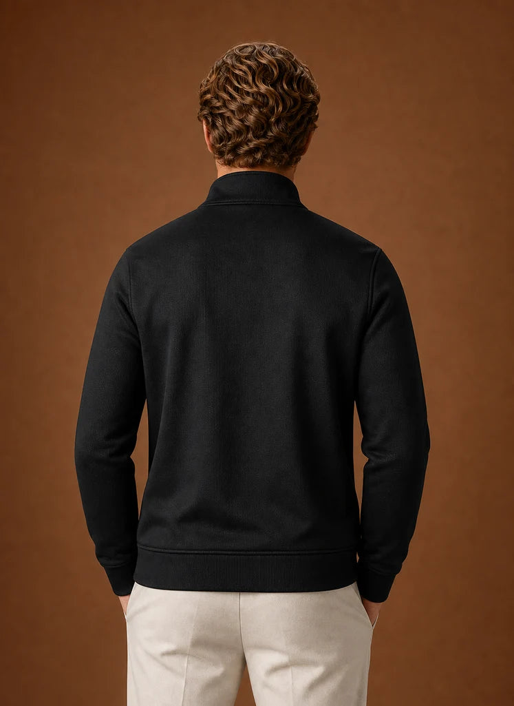 Men's Full Zip Sweater Jacket with Stand Collar and Zip Pockets 3