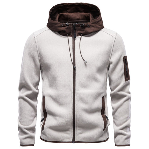 Men's hooded full-zip fleece jacket designed for everyday wear, featuring a comfortable fit, soft fabric, and practical zipper pockets. 1