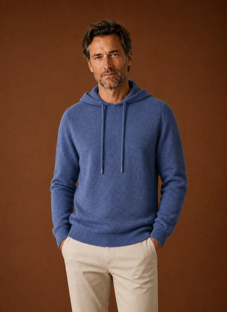 Men's Hooded Knitted Pullover Sweater with Clean Silhouette 0