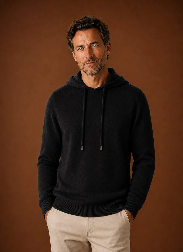Men's Hooded Knitted Pullover Sweater with Clean Silhouette 4