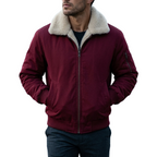 Men's insulated bomber jacket featuring a stylish faux fur lining, designed for ultimate winter warmth and comfort. 0