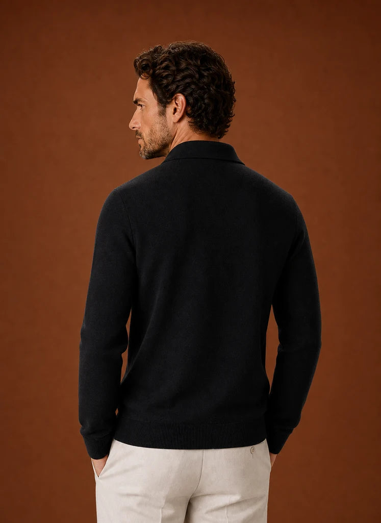 Men's Knit Full-Zip Jacket with Chest Pockets for Smart Casual Wear 2