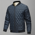 Men's lightweight diamond quilted bomber jacket in navy blue, featuring a stylish zip closure, ribbed cuffs and hem, and a modern fit, perfect 0