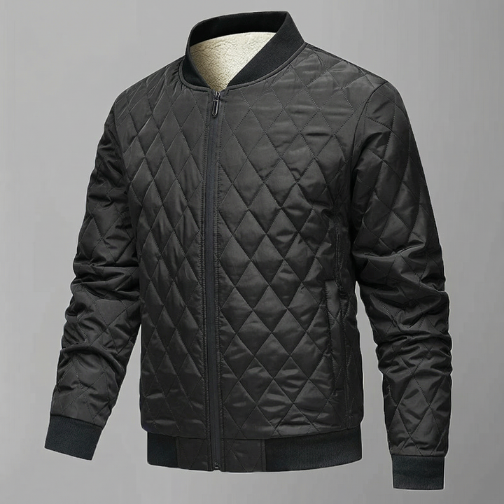 Men's lightweight diamond quilted bomber jacket in navy blue, featuring a stylish zip closure, ribbed cuffs and hem, and a modern fit, perfect 1