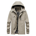 Men's lightweight hooded black windbreaker jacket featuring a water-resistant shell, perfect for outdoor activities and stylish for everyday wear. 0